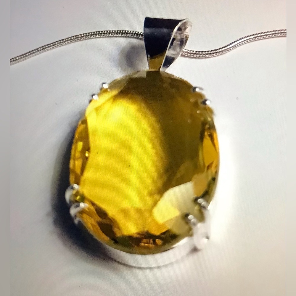 Citrine Stamped 925 Sterling Silver Necklace